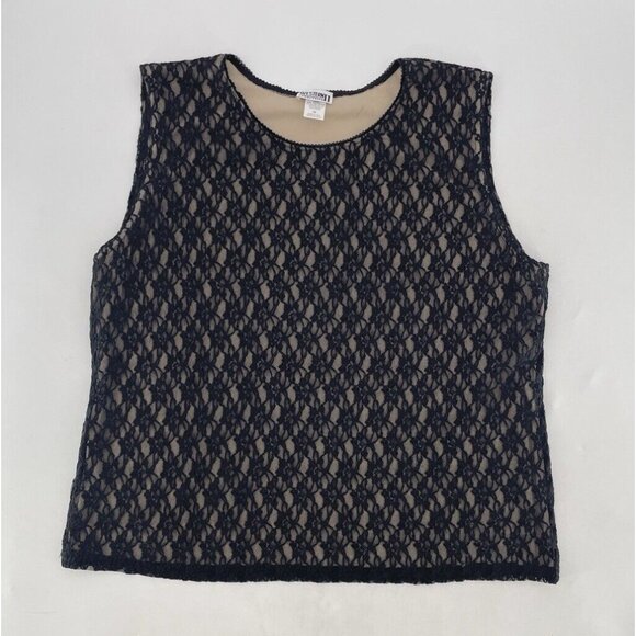 Vtg Western Connection II Plus Size Black Floral Lace Tank Top Shell 3x Runs Sma - Picture 3 of 8